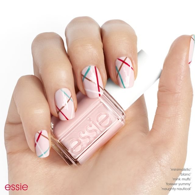 Main color is Vivid Pink. Art is wavy line. | NAIL ART GALLERY | MARIE  BEAUTY SUPPLY